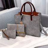 Leaf 3 PCS Set |PU Leather Handbag Solid Color Messenger Bag Shoulder Bag Wallet Bags