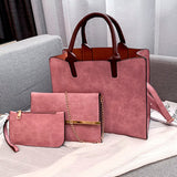 Leaf 3 PCS Set |PU Leather Handbag Solid Color Messenger Bag Shoulder Bag Wallet Bags