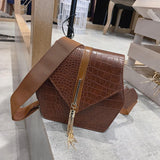 Retro Croc |Small Square Paisley Portable Wild Shoulder Bag Messenger Handbag Leather Purse