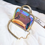 NEON Min Min |Transparent Clear Shoulder PVC Jelly Small Shell Laser Holographic
