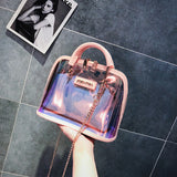 NEON Min Min |Transparent Clear Shoulder PVC Jelly Small Shell Laser Holographic