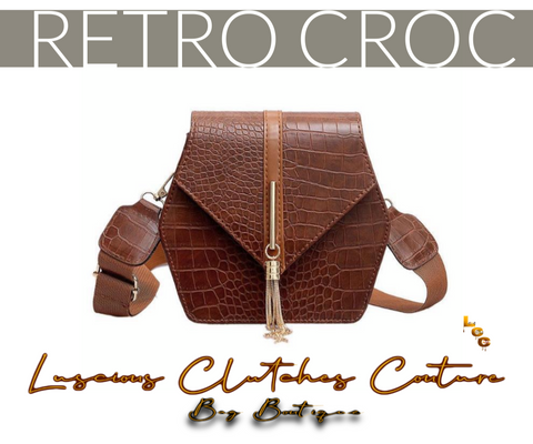 Retro Croc |Small Square Paisley Portable Wild Shoulder Bag Messenger Handbag Leather Purse